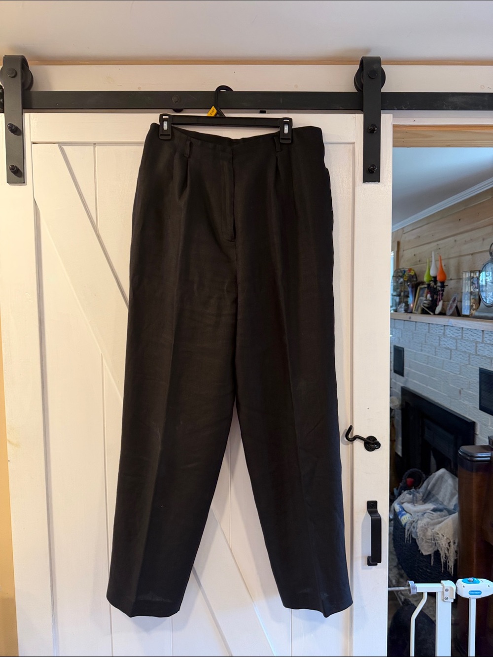 Talbots Black, Straight Leg, fully lined, 100% linen trousers size 14